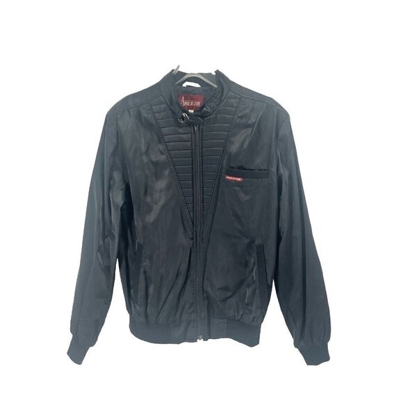 Vintage 80s Andre DeLeure Satin Bomber Michael Jackson Jacket Sz Large - Picture 1 of 9